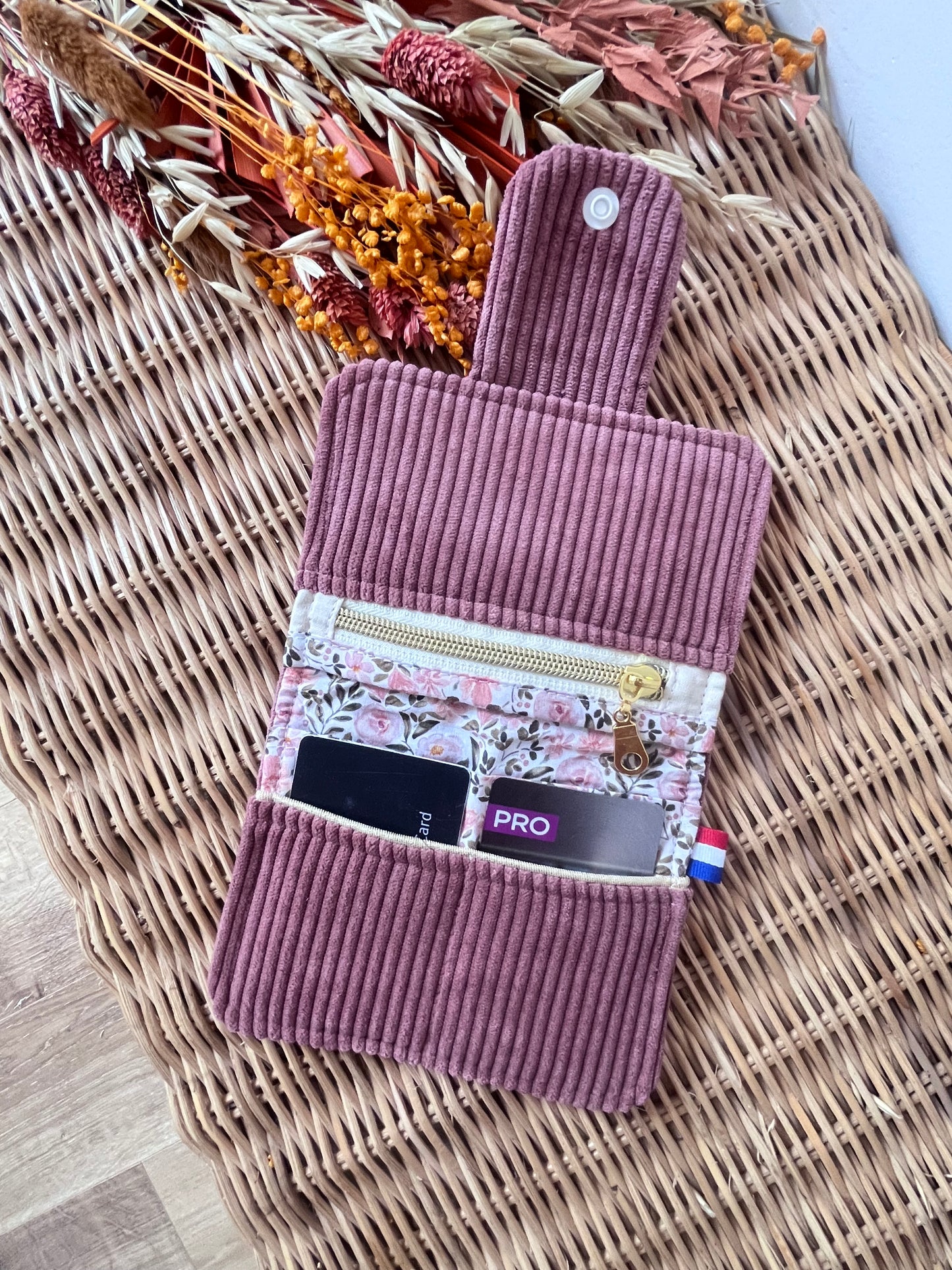 Porte-feuille compact Vieux-rose