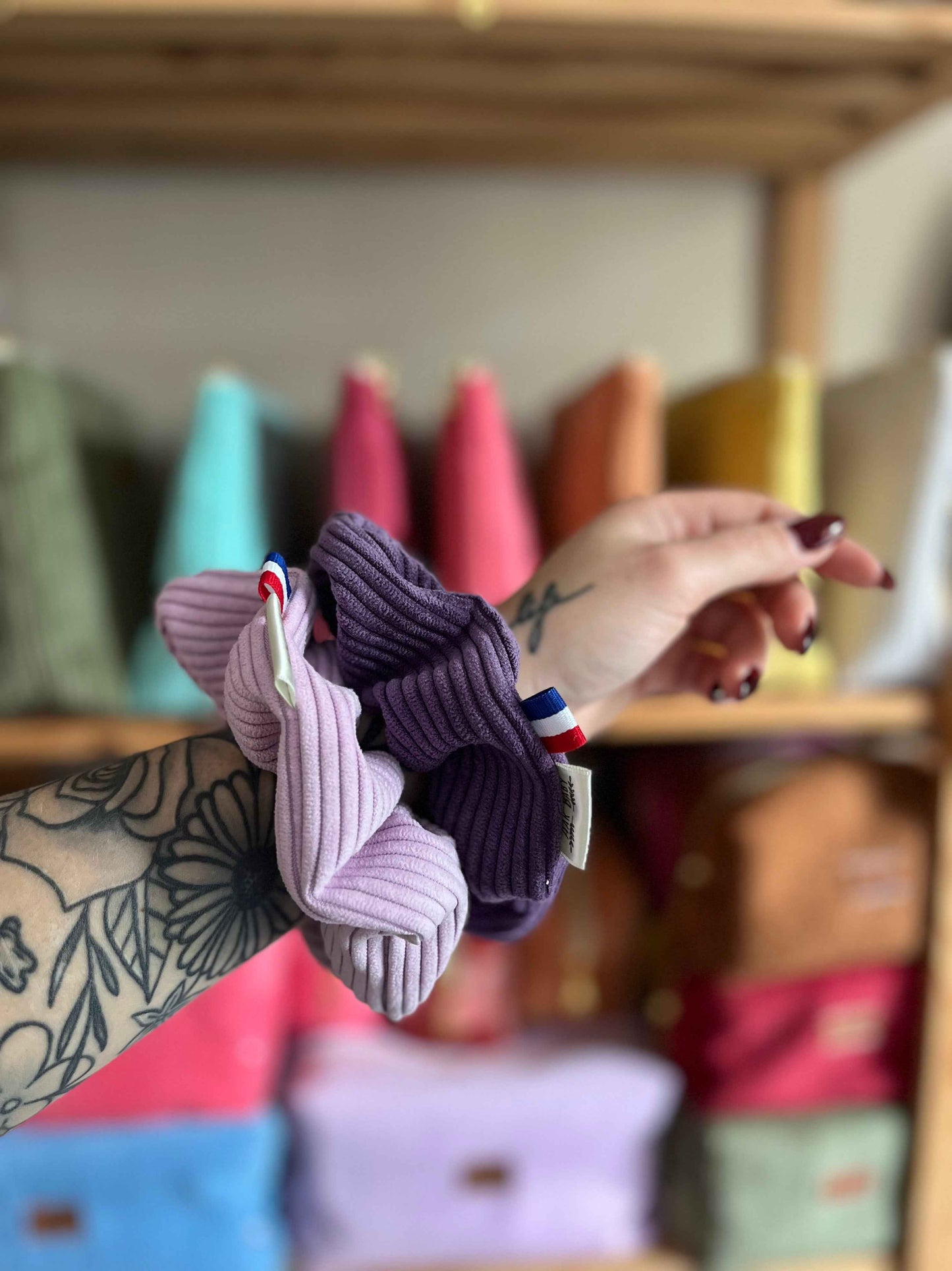 Chouchou velours côtelé à personnaliser