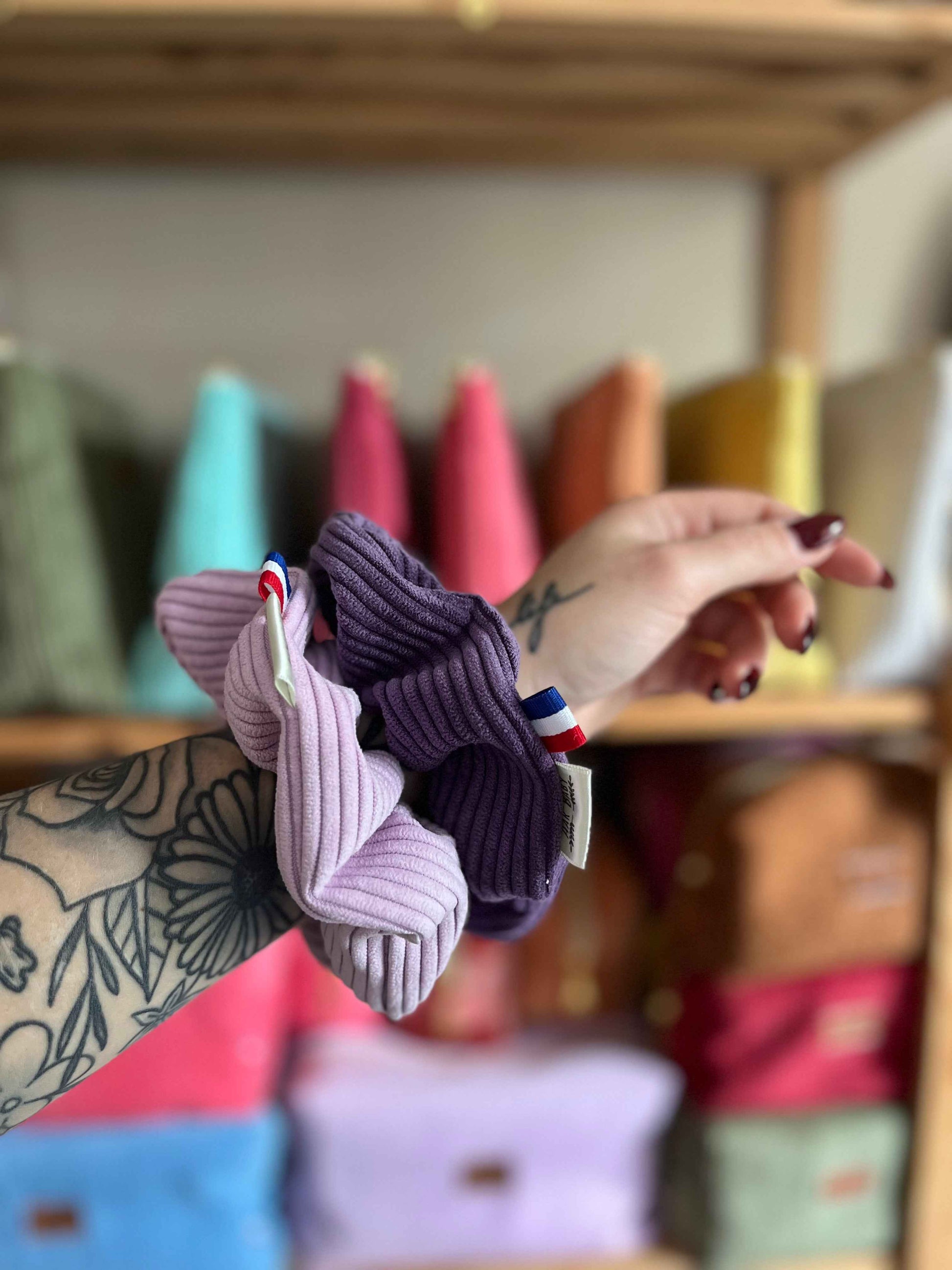 Chouchou velours côtelé à personnaliser