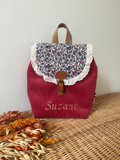 Personalisierter Kinderrucksack mit Ledergurt